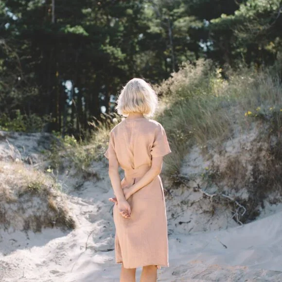 Linenfox Mimosa Wrap Linen Dress (Small/Medium) - Picture 2 of 4